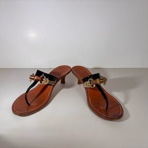 Leather iSandalo of Capri heeled sandals with bamboo accent